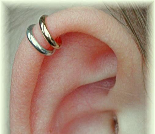 PIERCED -  Double Wrap Cartilage Ear Cuff -  Mixed Metal - Sterling Silver or14K Gold Filled - SINGLE SIDE