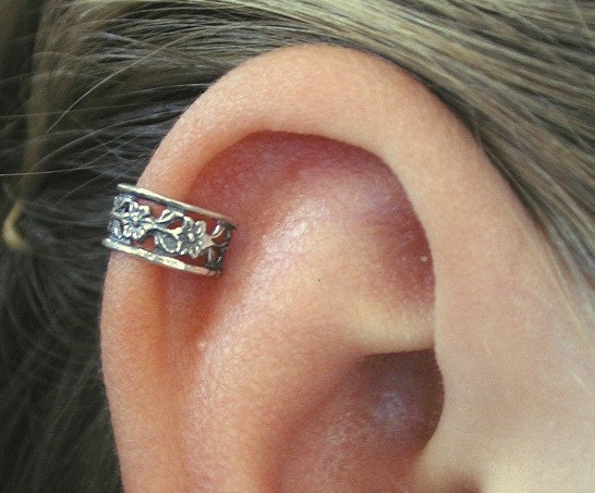 Pierced Ear Cuff Floral Lace Helix Earring Pierced Ear