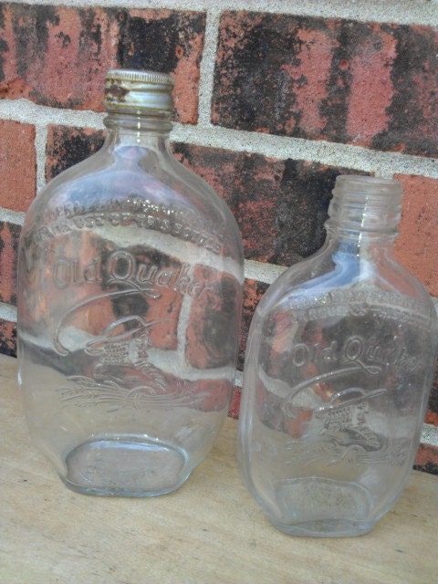 Vintage Antique Old Quaker Whiskey Bottles