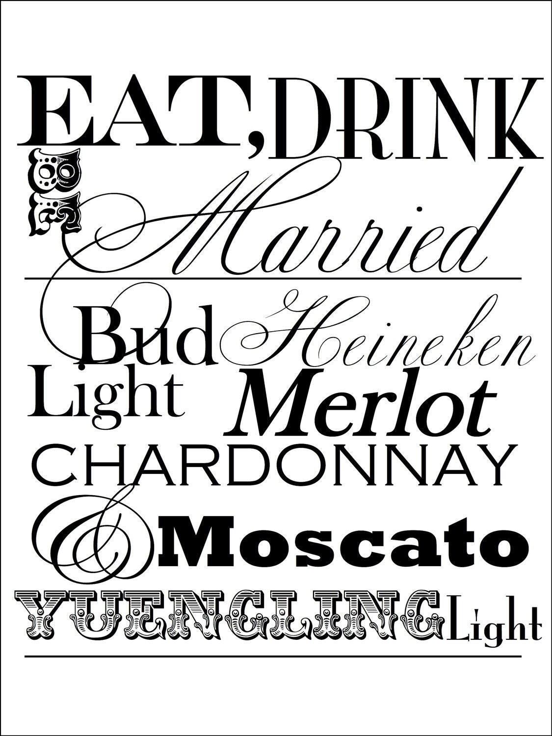 Wedding Reception Bar Menu Sign DIY