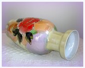 Vintage Lusterware Vase.  Watercolor Effect.  Hand Painted.  Porcelain.  Large in Size