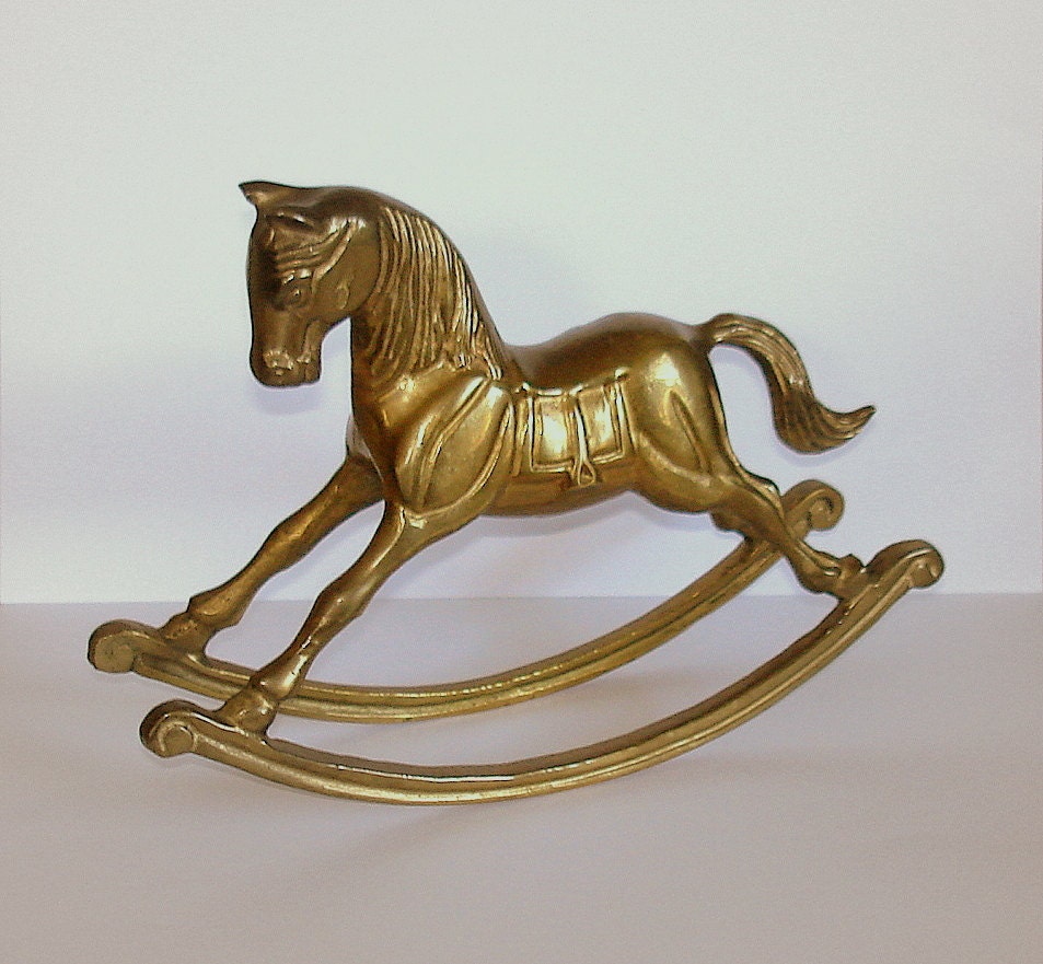 Vintage Brass Rocking Horse Figurine