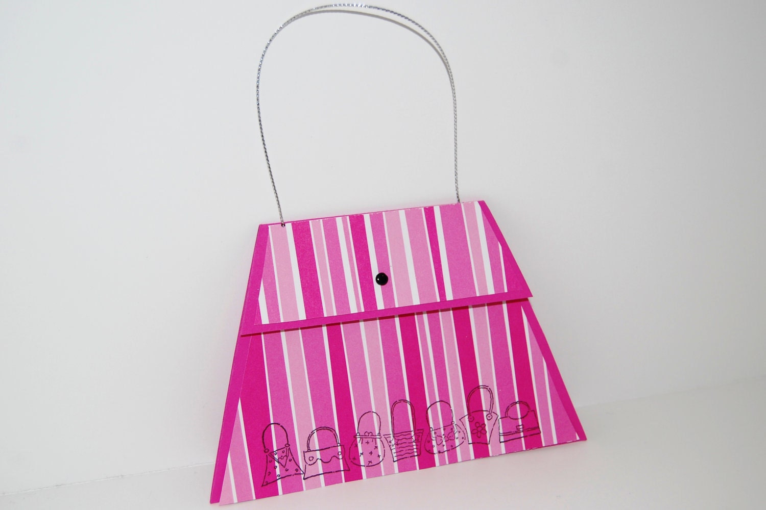 Purse Card - Hot Pink and White Stripes Gift Card Holder