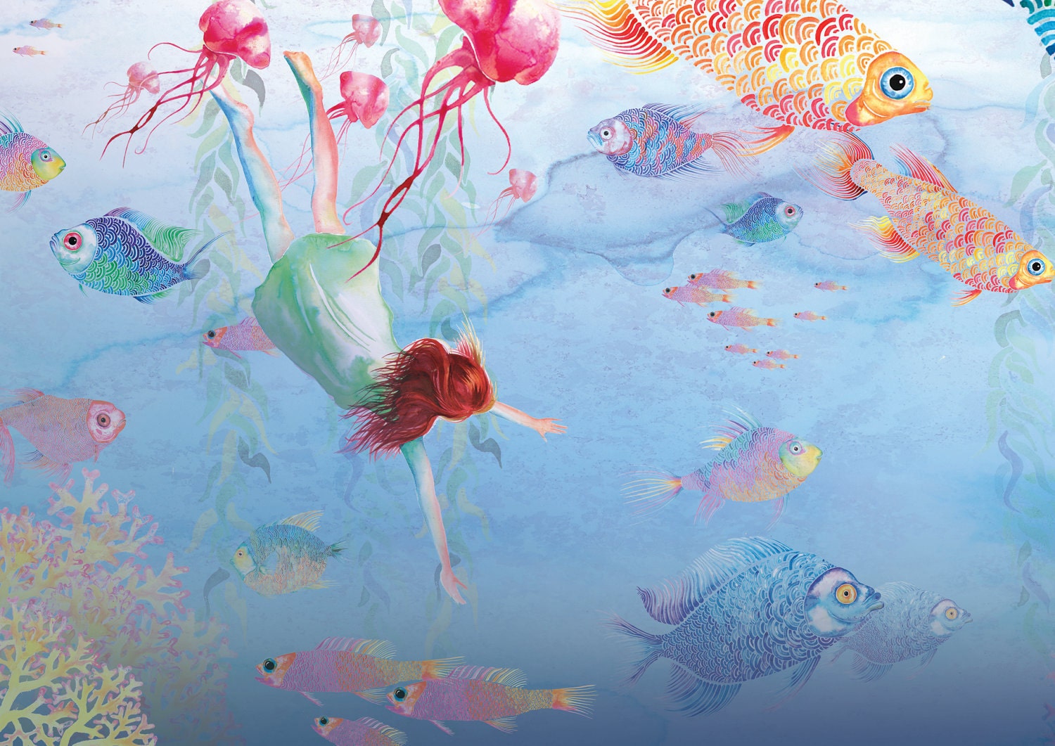 A3 Swimming in the Sea Print