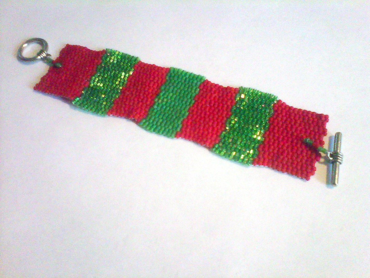 Christmas Striped Hand Beaded Bracelet