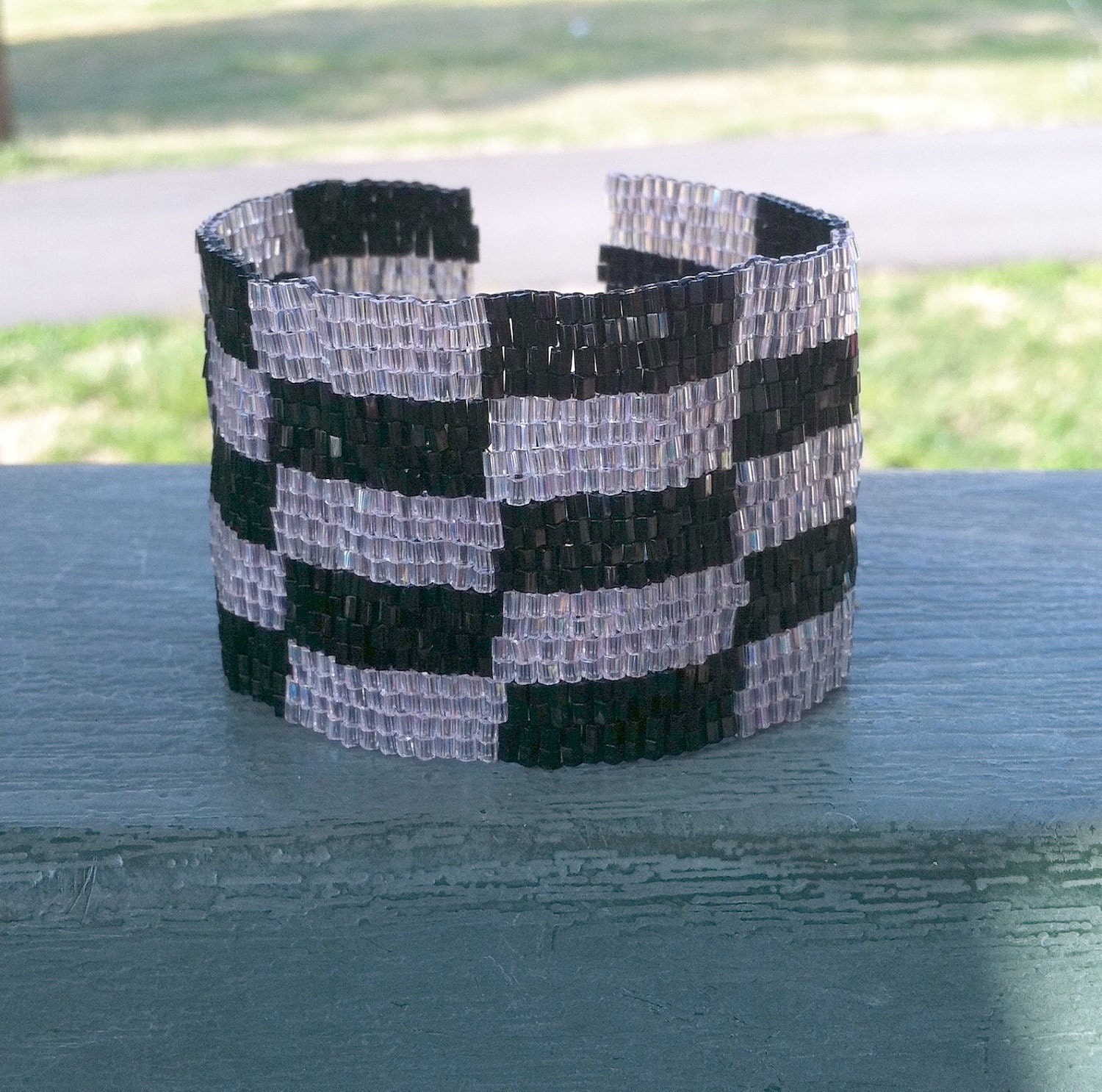 Black and Pink Beaded Bracelet