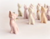 Handmade ceramic kitten in fine delicate shape - ceramic cat necklace pendant in pink - jewelry gift Etsy UK