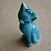 Emerald green - ceramic handmade kitten, cat necklace, dark green, silver plated chain
