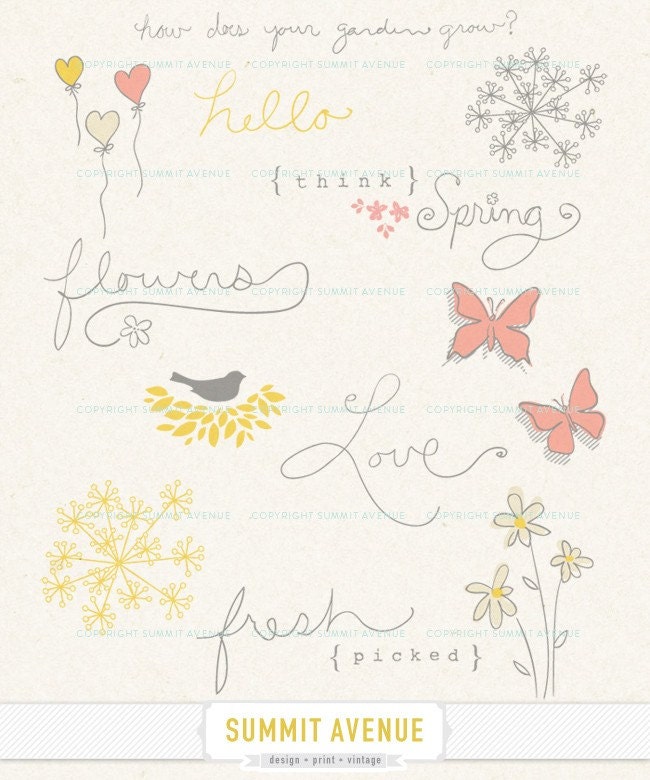 INSTANT DOWNLOAD think spring - digital CLiP ArT and word art - for photography scrapbook or logo
