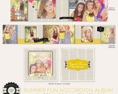 INSTANT DOWNLOAD Summer Fun 3x3 Accordion Album - Includes Millers & WHCC files