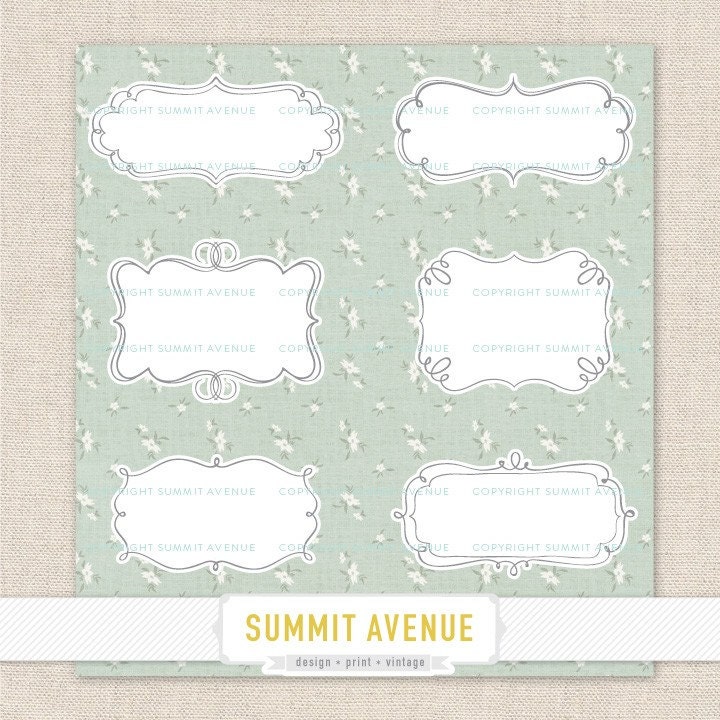 Photographer / limited commercial use - digital CLIP ART set of 12 Fancy Hand drawn Frames / label shapes - Instant Download