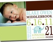 Printable Digital Photo Birth Announcement Baby Boy