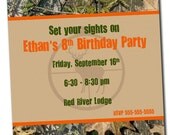 Printable Hunting Birthday Invitation for Boy- Deer Camo