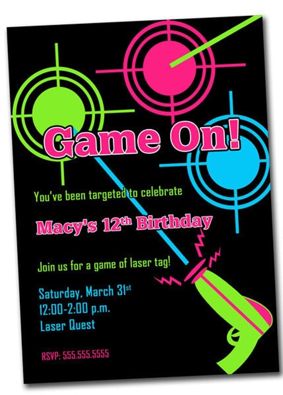 Laser Tag Party Invitation PRINTABLE Digital File by khudd on Etsy