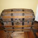 Antique Dome Top Leather and Wood Steamer Trunk