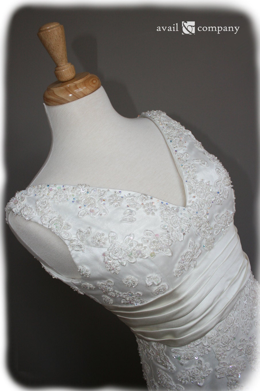 GORGEOUS Sheath Wedding Dress in Satin and Organza with Lace and Beading , Custom Made in your size