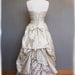 Cherry Blossom Wedding Dress Pink and Brown on Pearl Silk Duppioni, Custom Made in your size