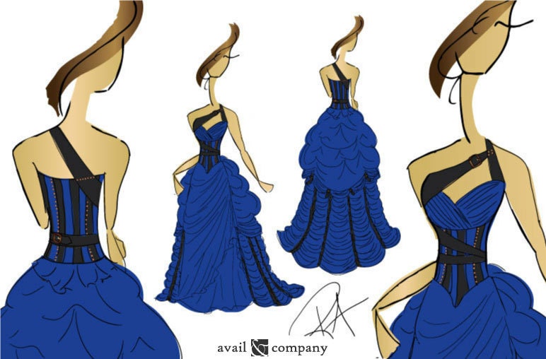 Blue Steampunk Wedding Dress, Turn of the Century Inspired Bustle Dress, Custom Made to Order in your size