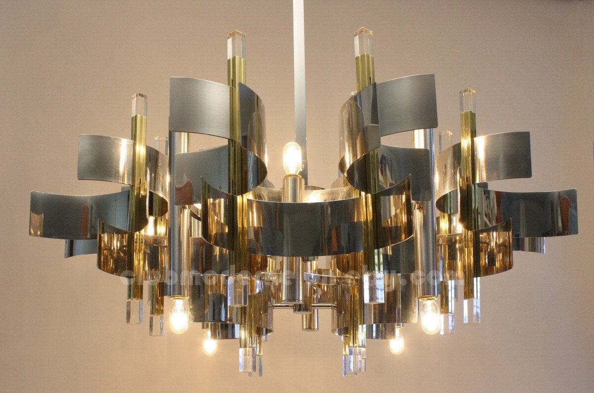 RESERVED CURRENTLY for MW.....Mid Century Chandelier by Gaetano Sciolari. Hanging Lamp, Pendant Lamp, Light Fixture, Modernist Lamp.
