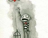 Afraid To Fly. Watercolor print numbered and signed by coryBasil 5x7