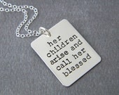 Hand Stamped Mommy Necklace - Sterling Silver Proverbs 31