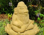 MEDIUM MEDITATING GNOME - Solid Stone Original Garden Sculpture (o)