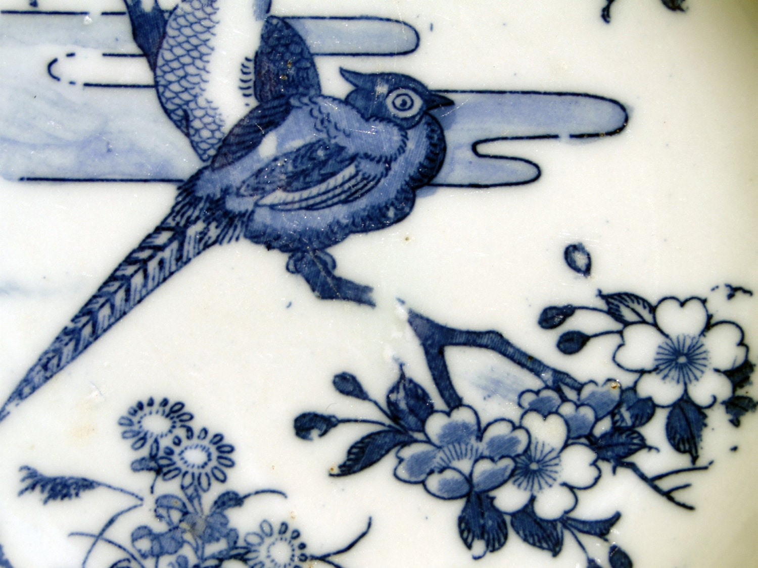 Antique Japanese Plate Phoenix and Sakura Design