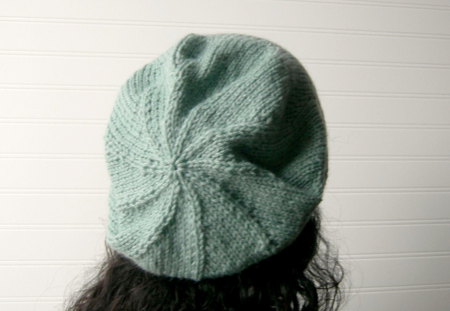 Oversize Knitted Hat, Natural Seafoam Blue Green