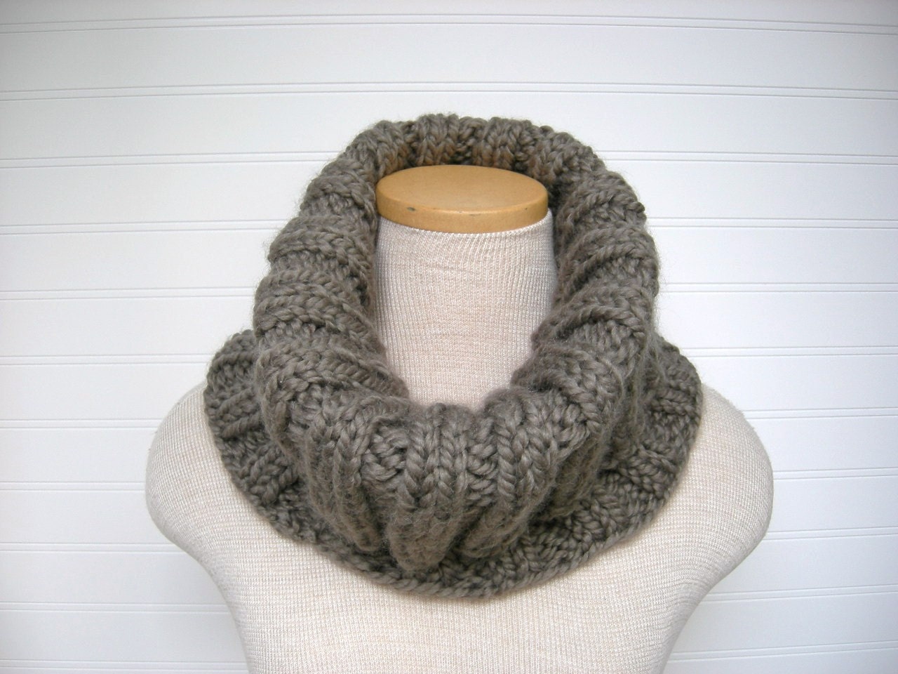 Knit Cowl Scarf Nougat Taupe