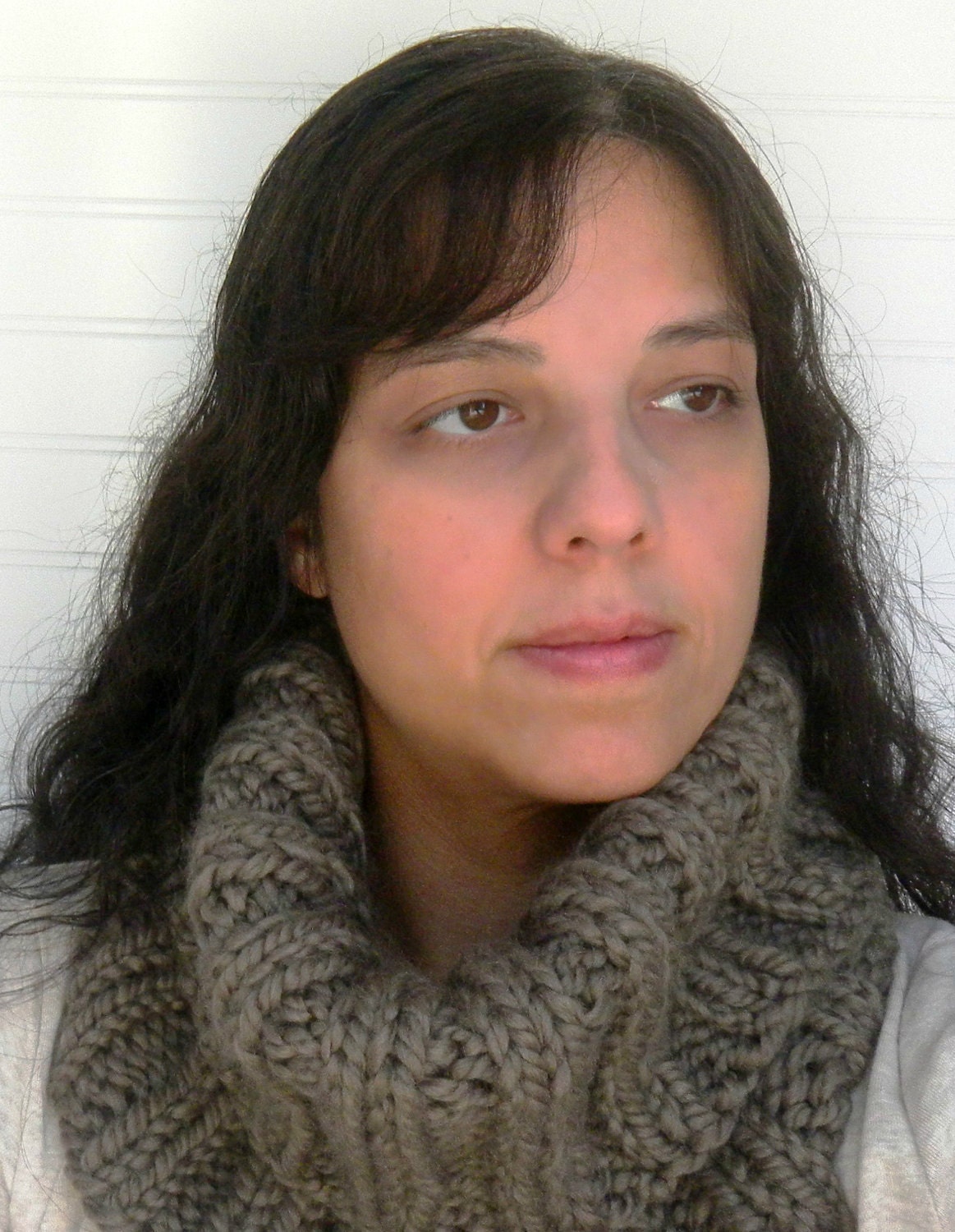 Knit Cowl Scarf Nougat Taupe