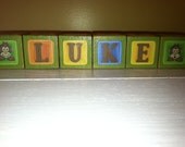 Custom Alphabet Blocks, Zoo Animal Wooden Blocks, Personalized Baby Shower Gift, 1 1/2" wooden blocks