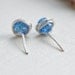 blue earrings, stud crackled glass bead wire wrapped