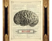 Anatomy Brain Zombie  - Vintage Victorian Book Page Art Print Steampunk