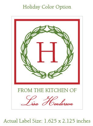 Personalized Labels with Wreath Design, From the Kitchen of...