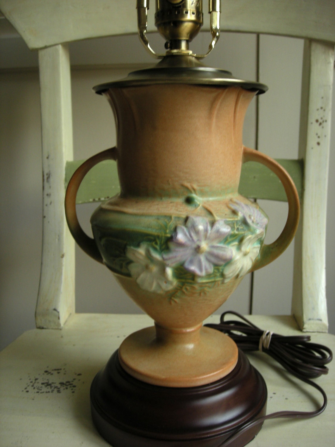 1940s Roseville Cosmos Upcycled Vase - Lamp