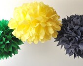 Paper Pom Poms - Set of 3 - Preppy
