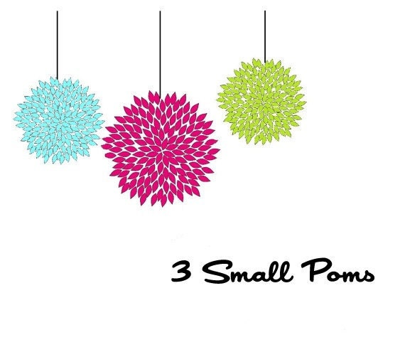 Tissue Pom Poms - Set of 3 Small - Pick Your Colors Il_570xn