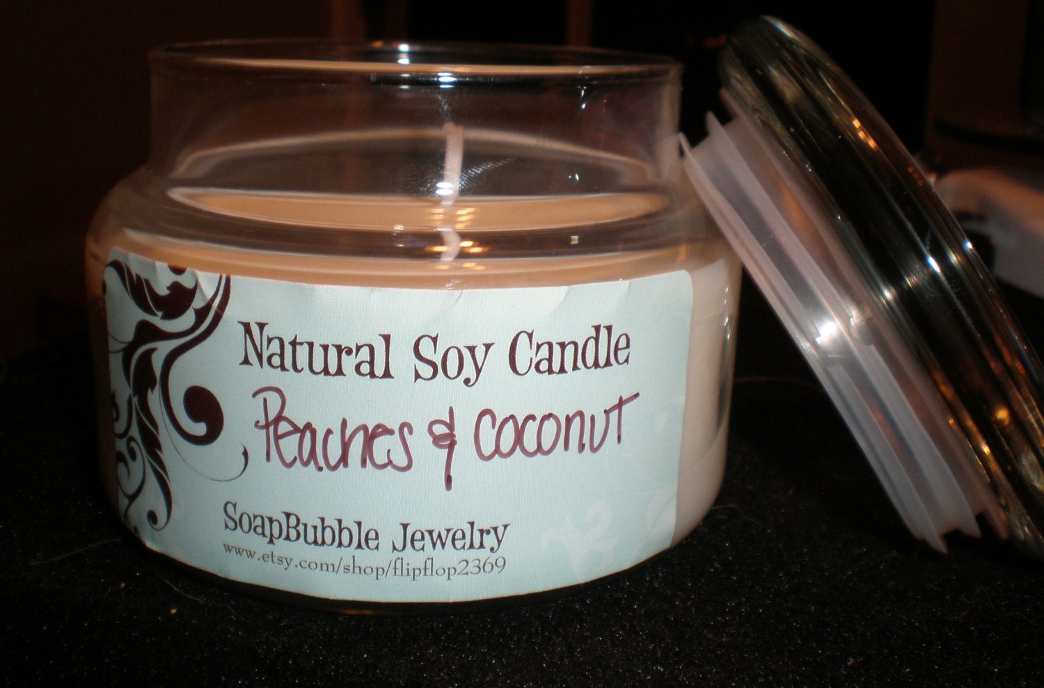 Peaches and Coconut 8 ounce Glass jar soy candle