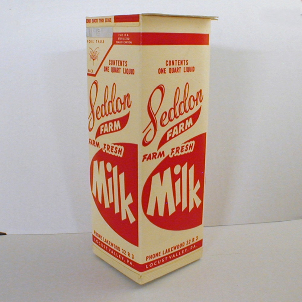 1960s Waxed Milk Carton Seddon Farm Dairy Locust By Thepapertomato