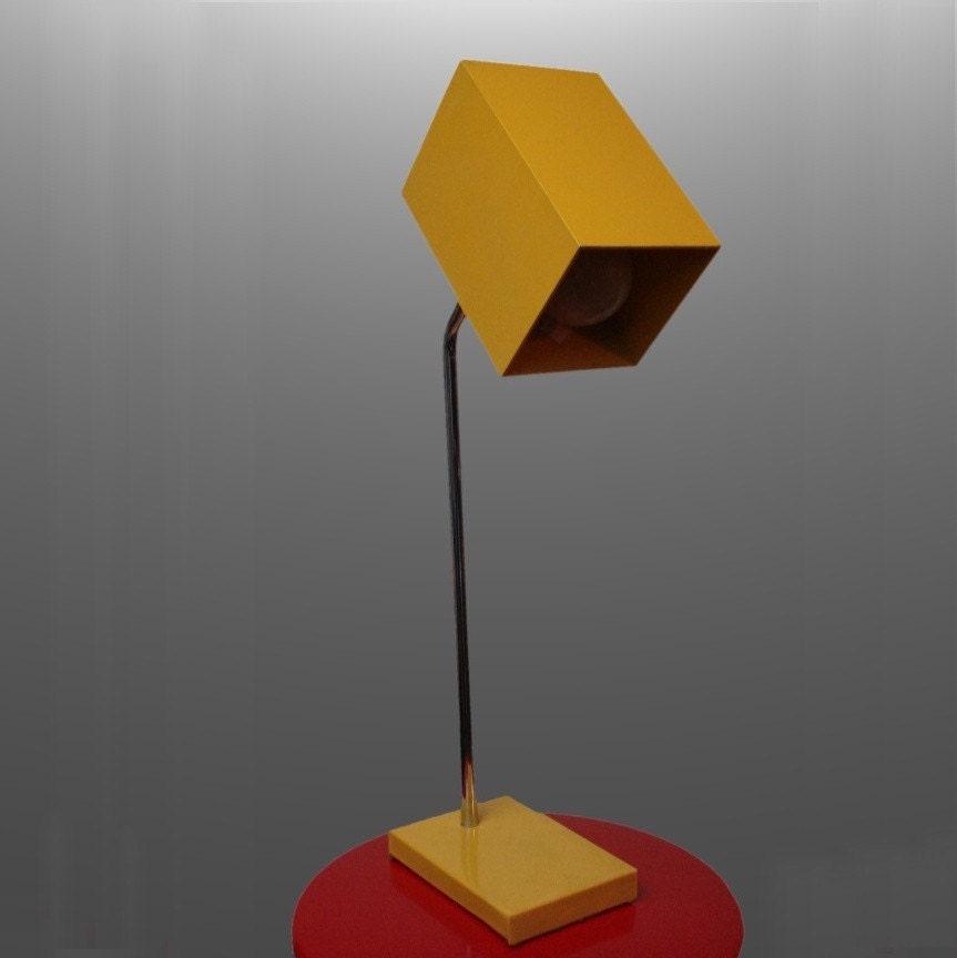 Vintage Sonneman George Kovacs Mod Yellow Cube Task Lamp Pop Art Panton Era