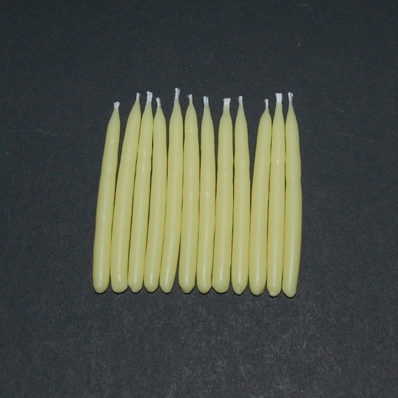 Set of 12 Light Yellow Soy Birthday Candles by waxworkscandles