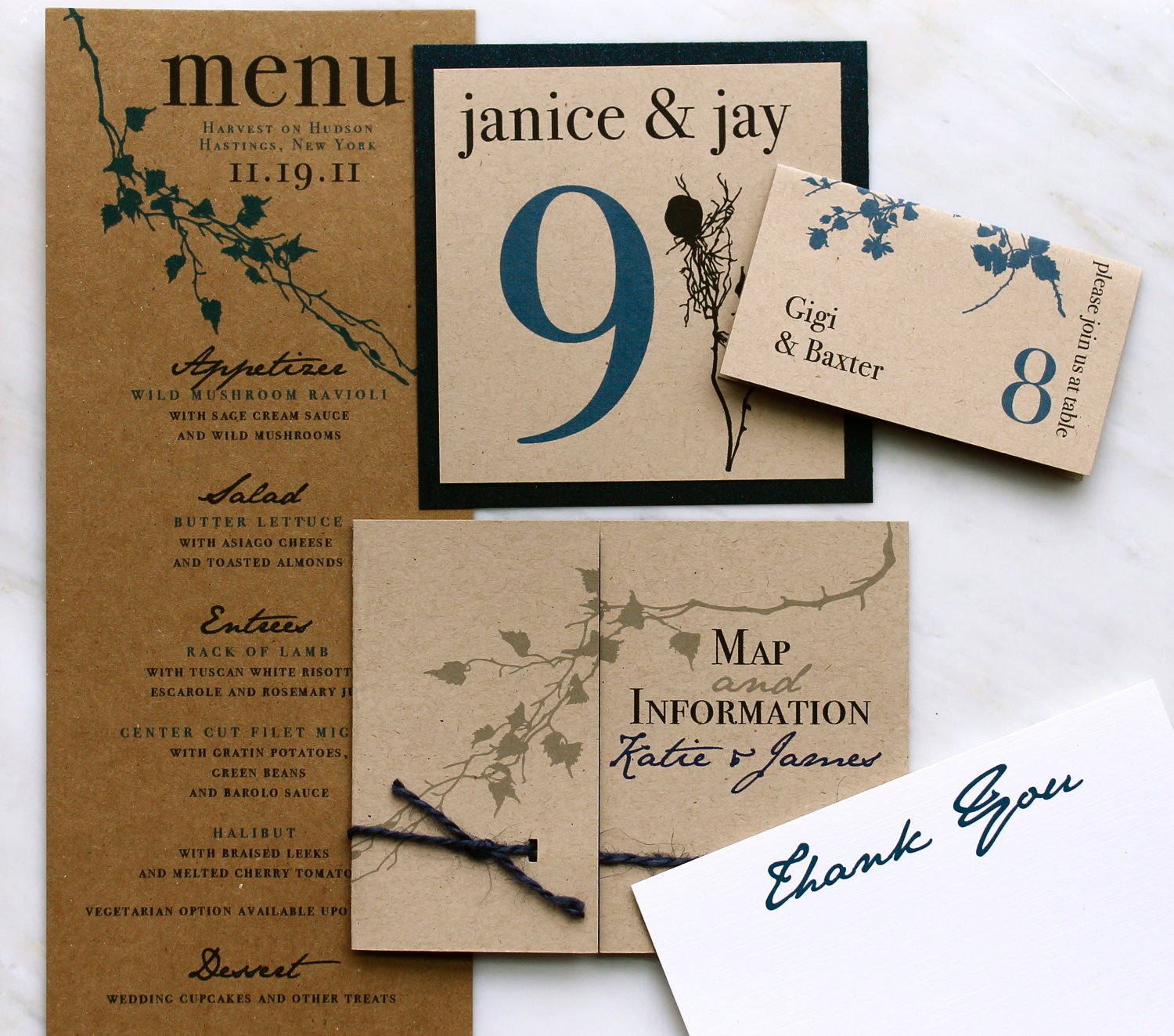 Hand Written Note - Rustic Menu Cards, Table Numbers & Place Cards - Purchase to Start the Ordering Process