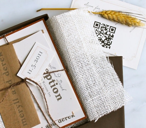 Wheat Stalk - Rustic & Natural Wedding Envelope or Boxed Invitations - Purchase to Start the Ordering Process