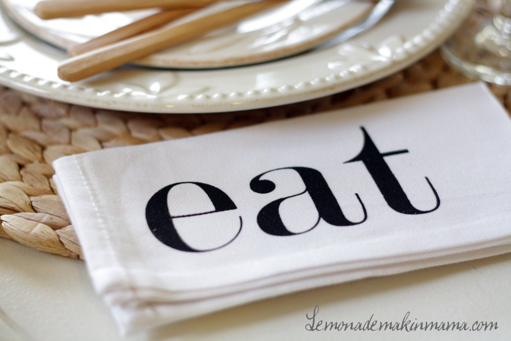 eat-silk screened 4-pc napkins (black ink)