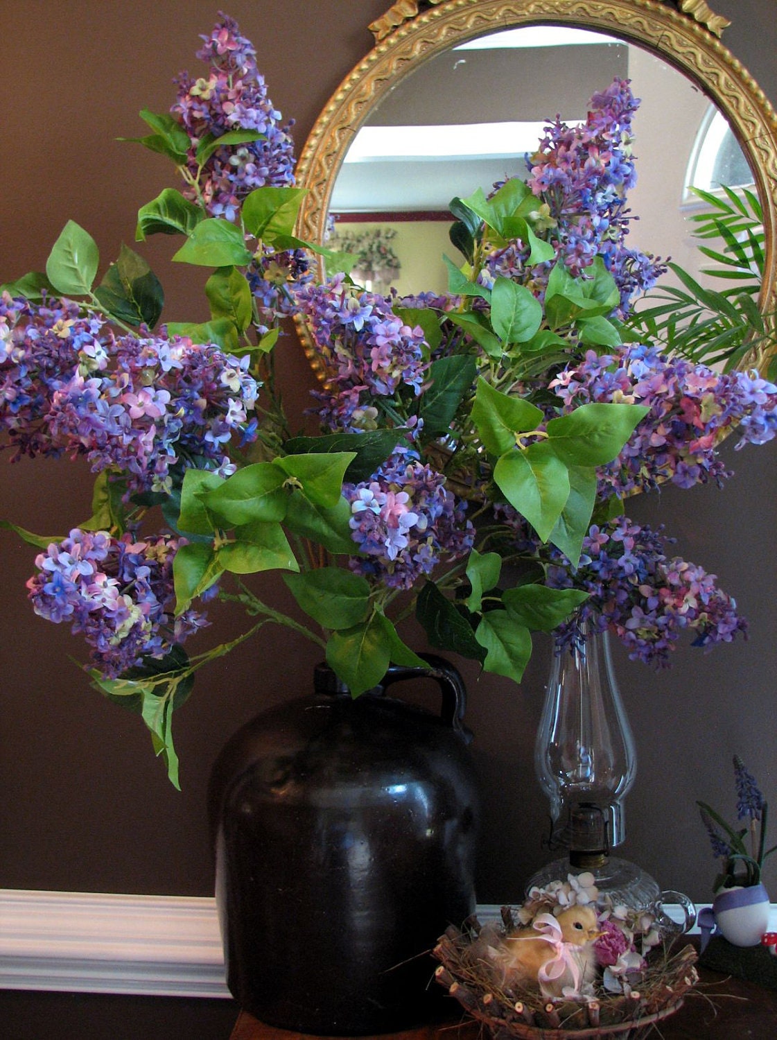 Stunning Lilac Bouquet Silk Flower Stems, Large and High End Quality