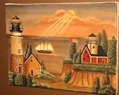 Safe Harbor, Primitive Style Painting on Canvas