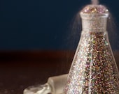 Glitter Fall Falling into Glass Beaker Flask Fine Art Photograph Photo