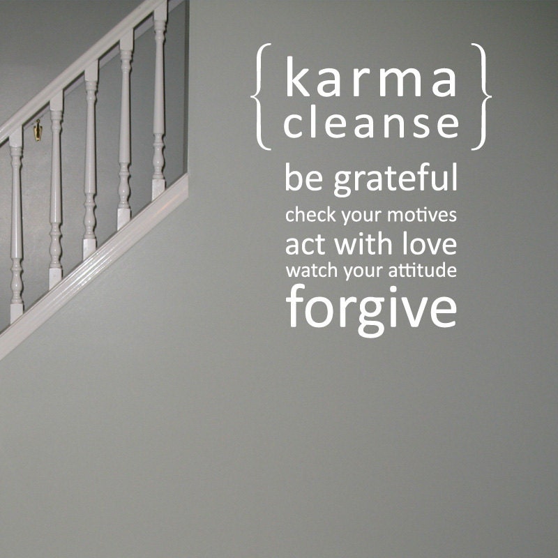 Karma Cleanse 01 Vinyl Wall Quote Decal - 60 Colors to choose from