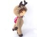 Christmas amigurumi reindeer girl plush stuffed doll cosplay crochet brown fawn OOAK Xmas gift wrapped silver jingle bell ribbon