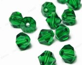 50pcs Fern Green Bicone Faceted Crystal Beads - 6mm by 6mm (0.236inch) CR0133